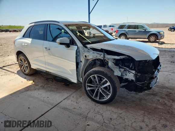 2021 Audi Q3 S line Premium Plus with VIN WA1EECF37M1124299, listed as a Copart auction lot 59994915 with 27,800 mi miles and Salvage title. Bid and sale history available at DreamBid. Image 4.