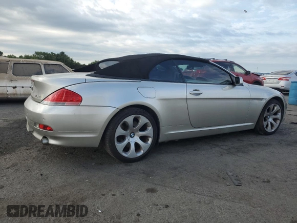 2005 BMW 6 Series 645Ci with VIN WBAEK734X5B325738, listed as a Copart auction lot 68113044 with 92,977 mi miles and Salvage Title. Bid and sale history available at carsss.com. Image 3.