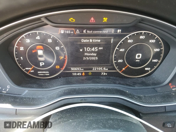2017 Audi A4 Premium Plus with VIN WAULNAF44HN008578, listed as a Copart auction lot 43667935 with 90,693 mi miles and Salvage Title. Bid and sale history available at carsss.com. Image 9.