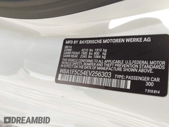 2014 BMW 2 Series 228i with VIN WBA1F5C54EV256303, listed as a IAAI auction lot 42214512 with 81,116 mi miles and . Bid and sale history available at DreamBid. Image 9.