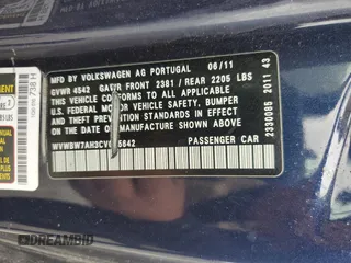 2012 Volkswagen Eos Komfort with VIN WVWBW7AH3CV005642, listed as a Copart auction lot 55251845 with 120,401 mi miles and Clean Title. Bid and sale history available at DreamBid. Image 12.