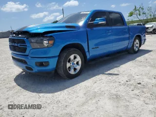2020 Ram 1500 Big Horn with VIN 1C6RREFT0LN372481, listed as a Copart auction lot 55433365 with 41,799 mi miles and Salvage title. Bid and sale history available at DreamBid. Image 1.