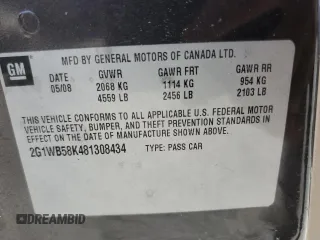 2008 Chevrolet Impala LS z VIN 2G1WB58K481308434, wystawiony jako Copart lot #50928895 z przebiegiem 259 667 mil mil oraz Szkoda całkowita • Salvage title. Historia ofert i sprzedaży dostępna na DreamBid. Obrazek 12.