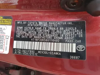 2006 Toyota Camry LE z VIN 4T1BF32K56U116492, wystawiony jako Copart lot #55510535 z przebiegiem 195 548 mil mil oraz Szkoda całkowita • Salvage title. Historia ofert i sprzedaży dostępna na DreamBid. Obrazek 12.