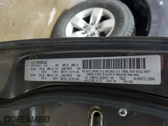 2018 Ram 1500 SLT with VIN 1C6RR7GT1JS337473, listed as a Copart auction lot 49884025 with 201,340 mi miles and Clean title. Bid and sale history available at DreamBid. Image 12.