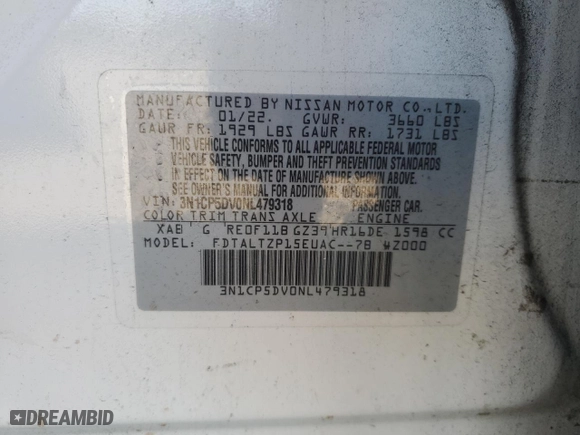 2022 Nissan Kicks SR with VIN 3N1CP5DV0NL479318, listed as a Copart auction lot 81452434 with 56,857 mi miles and Clean Title. Bid and sale history available at carsss.com. Image 15.