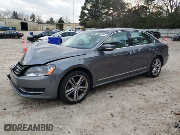 2013 Volkswagen Passat SEL Premium with VIN 1VWCH7A31DC097718, listed as a Copart auction lot 86296264 with 96,021 mi miles and Salvage Title. Bid and sale history available at carsss.com. Image 1.