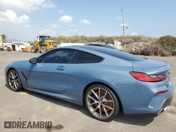 2019 BMW 8 Series M850i xDrive with VIN WBABC4C54KBU95807, listed as a Copart auction lot 45245555 with 33,201 mi miles and Salvage Title. Bid and sale history available at carsss.com. Image 2.