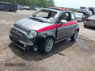 2012 FIAT 500 Lounge with VIN 3C3CFFER6CT142001, listed as a IAAI auction lot 42309609 with 56,367 mi miles and . Bid and sale history available at DreamBid. Image 2.