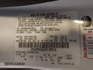 2012 Ford Fusion SEL with VIN 3FAHP0JGXCR128976, listed as a IAAI auction lot 41721468 with 115,277 mi miles. Bid and sale history available at carsss.com. Image 9.