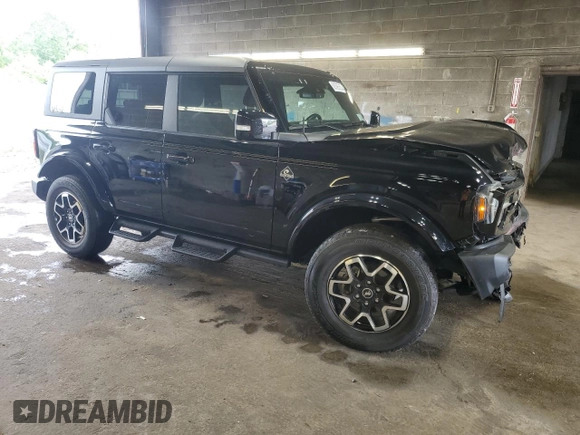 2023 Ford Bronco with VIN 1FMEE5DP3PLB48496, listed as a Copart auction lot 62566355 with 48,307 mi miles and Salvage title. Bid and sale history available at DreamBid. Image 4.