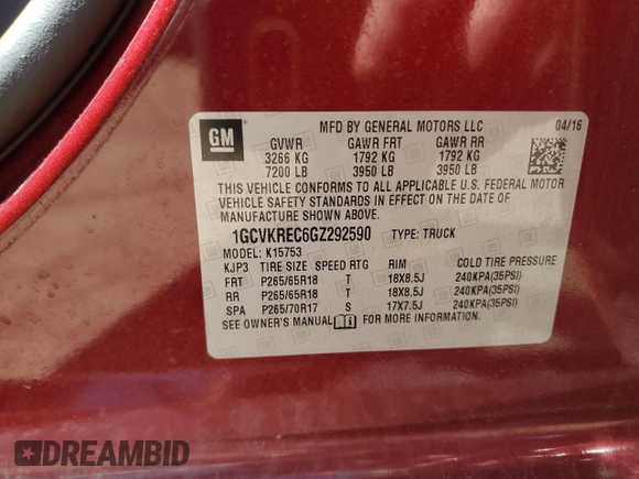 2016 Chevrolet Silverado 1500 LT with VIN 1GCVKREC6GZ292590, listed as a Copart auction lot 56222415 with 41,980 mi miles and Clean Title. Bid and sale history available at DreamBid. Image 12.