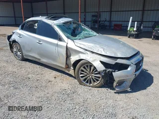 2018 Infiniti Q50 Luxe with VIN JN1EV7AR7JM438928, listed as a IAAI auction lot 42036766 with 125,149 mi miles and . Bid and sale history available at carsss.com. Image 1.