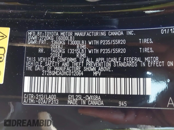 2017 Lexus RX 450h с VIN 2T2BGMCA0HC012064, выставлен на аукционе IAAI как лот 42572395 с пробегом 139 006 миль миль и . История ставок и продаж доступна на DreamBid. Изображение 9.