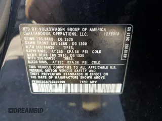 2020 Volkswagen Atlas SEL with VIN 1V2MC2CA7LC203266, listed as a Copart auction lot 50719514 with 54,343 mi miles and Non repairable. Bid and sale history available at DreamBid. Image 13.