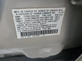 2010 Acura MDX Advance with VIN 2HNYD2H50AH500556, listed as a Copart auction lot 43257045 with 169,799 mi miles and Salvage Title. Bid and sale history available at DreamBid. Image 13.