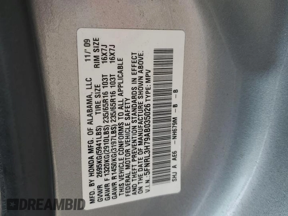2010 Honda Odyssey EX-L z VIN 5FNRL3H79AB035026, wystawiony jako Copart lot #45910525 z przebiegiem 133 818 mil mil oraz Szkoda całkowita • Salvage title. Historia ofert i sprzedaży dostępna na DreamBid. Obrazek 13.