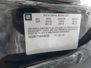 2008 Pontiac G6 GXP with VIN 1G2ZM177084146122, listed as a IAAI auction lot 41391988 with 155,952 mi miles and . Bid and sale history available at DreamBid. Image 9.