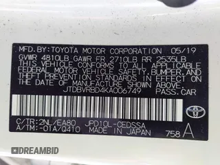 2019 Toyota Mirai with VIN JTDBVRBD4KA006749, listed as a IAAI auction lot 42287199 with 70,677 mi miles and . Bid and sale history available at DreamBid. Image 9.