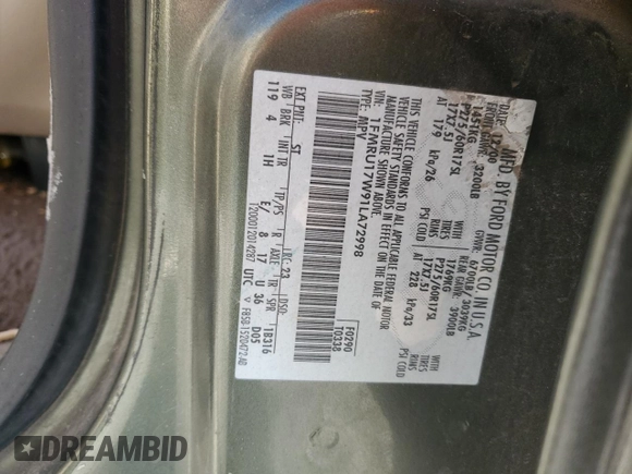 2001 Ford Expedition Eddie Bauer with VIN 1FMRU17W91LA72998, listed as a Copart auction lot 80947794 with Not provided miles and Salvage title. Bid and sale history available at DreamBid. Image 15.