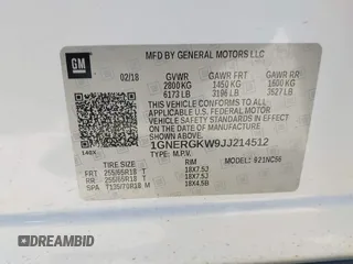 2018 Chevrolet Traverse LT Cloth z VIN 1GNERGKW9JJ214512, wystawiony jako IAAI lot #41397519 z przebiegiem 100 342 mil mil oraz . Historia ofert i sprzedaży dostępna na DreamBid. Obrazek 9.