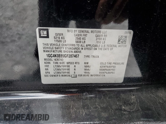 2016 Chevrolet Silverado 3500HD LTZ with VIN 1GC4K0E89GF287467, listed as a Copart auction lot 79270264 with 147,184 mi miles and Salvage Title. Bid and sale history available at carsss.com. Image 12.