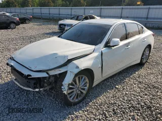 2018 Infiniti Q50 3.0t LUXE with VIN JN1EV7AP5JM357487, listed as a Copart auction lot 66489424 with 104,098 mi miles and Salvage Title. Bid and sale history available at carsss.com. Image 1.