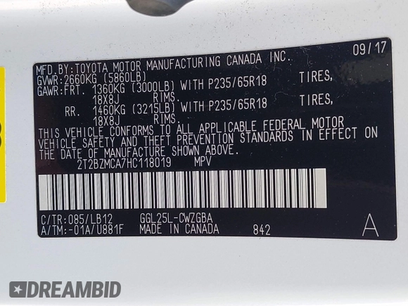 2017 Lexus RX with VIN 2T2BZMCA7HC118019, listed as a IAAI auction lot 42128499 with 100,448 mi miles. Bid and sale history available at carsss.com. Image 9.