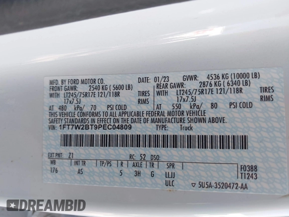 2023 Ford F-250 XL с VIN 1FT7W2BT9PEC04809, выставлен на аукционе IAAI как лот 41788629 с пробегом 58 185 миль миль и . История ставок и продаж доступна на DreamBid. Изображение 9.