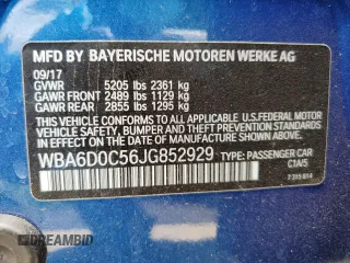 2018 BMW 6 Series 640i with VIN WBA6D0C56JG852929, listed as a Copart auction lot 48250583 with 31,511 mi miles and . Bid and sale history available at carsss.com. Image 12.