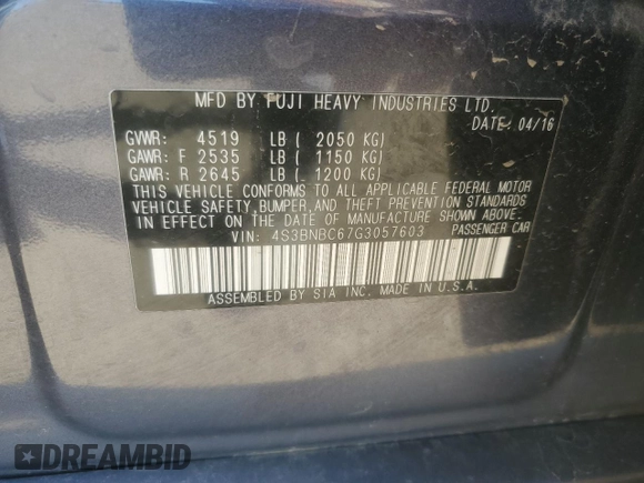 2016 Subaru Legacy Premium с VIN 4S3BNBC67G3057603, выставлен на аукционе Copart как лот 62926705 с пробегом 188 349 миль миль и Списание • Salvage title. История ставок и продаж доступна на DreamBid. Изображение 12.