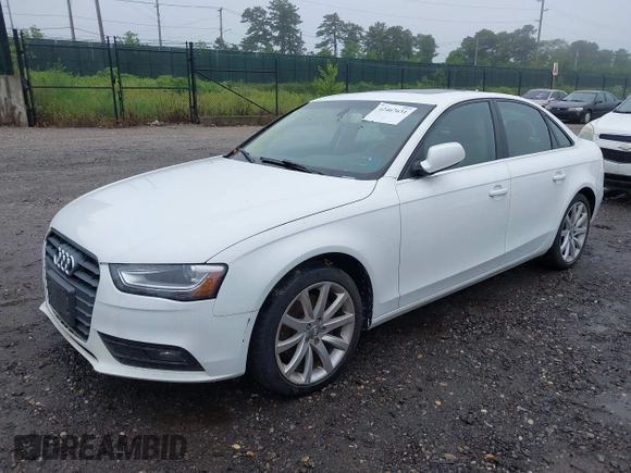 2013 Audi A4 Premium Plus with VIN WAUFFAFL8DN029705, listed as a IAAI auction lot 42467631 with 160,916 mi miles and . Bid and sale history available at DreamBid. Image 2.