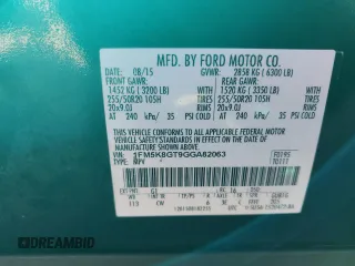 2016 Ford Explorer Sport with VIN 1FM5K8GT9GGA82063, listed as a Copart auction lot 49211715 with 41,030 mi miles and Salvage Title. Bid and sale history available at DreamBid. Image 14.