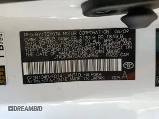 2010 Scion tC with VIN JTKDE3B70A0304955, listed as a Copart auction lot 50008665 with 104,884 mi miles and Salvage Title. Bid and sale history available at carsss.com. Image 12.