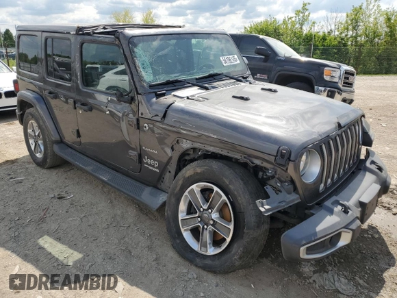 2019 Jeep Wrangler Unlimited Sahara with VIN 1C4HJXENXKW521630, listed as a Copart auction lot 56196145 with 56,753 mi miles and Salvage title. Bid and sale history available at DreamBid. Image 4.
