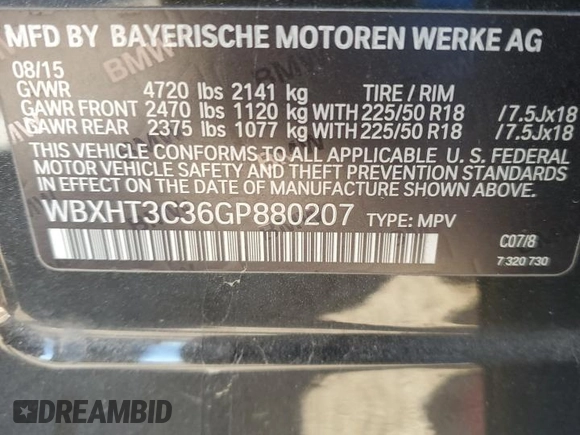 2016 BMW X1 xDrive28i with VIN WBXHT3C36GP880207, listed as a Copart auction lot 82597924 with 145,444 mi miles and Salvage Title. Bid and sale history available at carsss.com. Image 16.