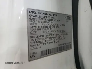 2019 Audi Q8 Premium z VIN WA1AVAF19KD010981, wystawiony jako Copart lot #48662215 z przebiegiem 84 783 mil mil oraz Czysty tytuł • Clean title. Historia ofert i sprzedaży dostępna na DreamBid. Obrazek 13.