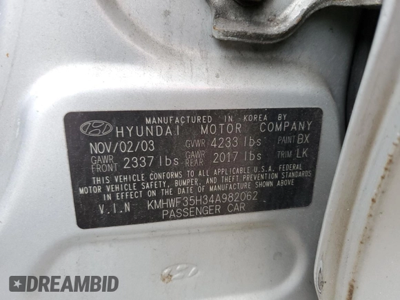 2004 Hyundai Sonata GLS with VIN KMHWF35H34A982062, listed as a Copart auction lot 73385134 with 138,963 mi miles and Salvage Title. Bid and sale history available at carsss.com. Image 12.