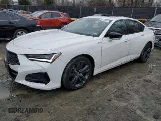 2023 Acura TLX w/A-Spec Package with VIN 19UUB6F59PA005589, listed as a Copart auction lot 44218965 with 25,185 mi miles and Salvage Title. Bid and sale history available at carsss.com. Image 1.