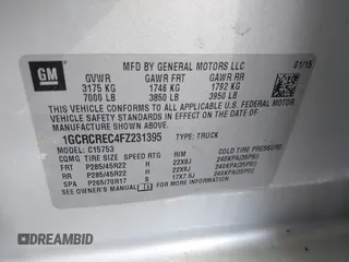 2015 Chevrolet Silverado 1500 LT with VIN 1GCRCREC4FZ231395, listed as a IAAI auction lot 41831339 with 143,137 mi miles. Bid and sale history available at carsss.com. Image 9.