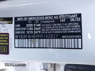 2023 Mercedes-Benz C 300 with VIN W1KAF4HB9PR142827, listed as a IAAI auction lot 41419476 with 21,041 mi miles and . Bid and sale history available at DreamBid. Image 9.