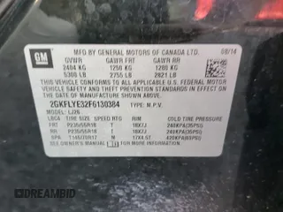 2015 GMC Terrain SLT with VIN 2GKFLYE32F6130384, listed as a Copart auction lot 61618115 with 101,152 mi miles and Salvage title. Bid and sale history available at DreamBid. Image 13.