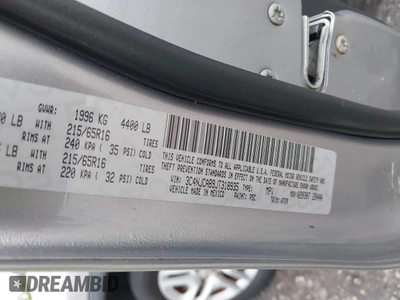 2018 Jeep Compass Sport с VIN 3C4NJCAB9JT318935, выставлен на аукционе IAAI как лот 42661262 с пробегом 257 841 миль миль и . История ставок и продаж доступна на DreamBid. Изображение 9.