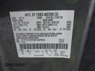 2014 Ford F-150 XL with VIN 1FTFX1EF8EFA97820, listed as a IAAI auction lot 41974347 with 148,018 mi miles. Bid and sale history available at carsss.com. Image 9.