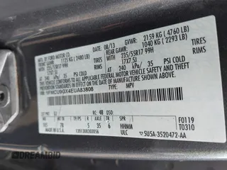 2014 Ford Escape SE with VIN 1FMCU9GX4EUA83808, listed as a IAAI auction lot 42576737 with 116,074 mi miles and . Bid and sale history available at DreamBid. Image 9.