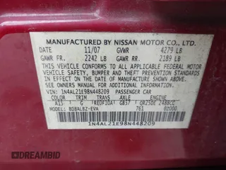 2008 Nissan Altima 2.5 SL with VIN 1N4AL21E98N448209, listed as a IAAI auction lot 41867674 with 168,183 mi miles. Bid and sale history available at carsss.com. Image 9.