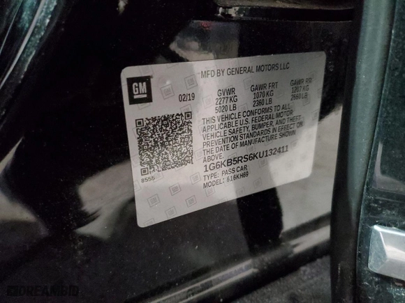2019 Cadillac CT6 Luxury AWD with VIN 1G6KB5RS6KU132411, listed as a Copart auction lot 89255785 with 75,492 mi miles and Clean Title. Bid and sale history available at carsss.com. Image 12.