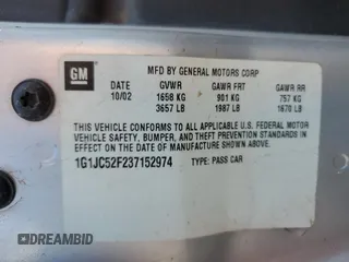 2003 Chevrolet Cavalier with VIN 1G1JC52F237152974, listed as a Copart auction lot 82564354 with 256,255 mi miles and Clean Title. Bid and sale history available at carsss.com. Image 12.