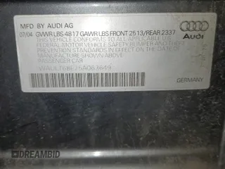 2005 Audi A4 3.0L z VIN WAULT68E75A063649, wystawiony jako Copart lot #51509895 z przebiegiem Nie podano mil oraz Nie do naprawy • Non repairable. Historia ofert i sprzedaży dostępna na DreamBid. Obrazek 13.