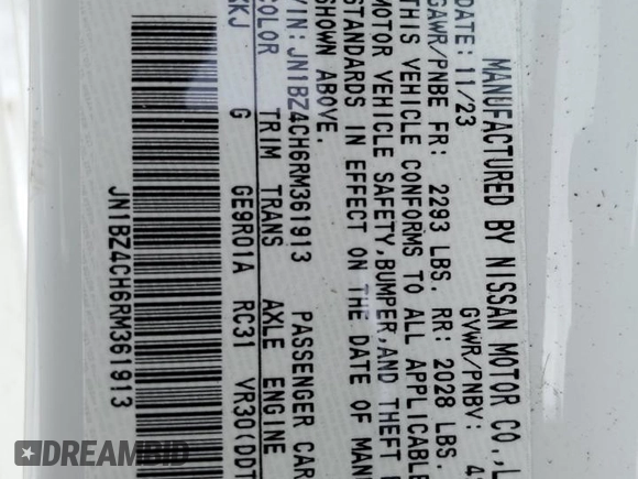 2024 Nissan Z Nismo z VIN JN1BZ4CH6RM361913, wystawiony jako Copart lot #55568264 z przebiegiem 482 mil mil oraz Szkoda całkowita • Salvage title. Historia ofert i sprzedaży dostępna na DreamBid. Obrazek 12.